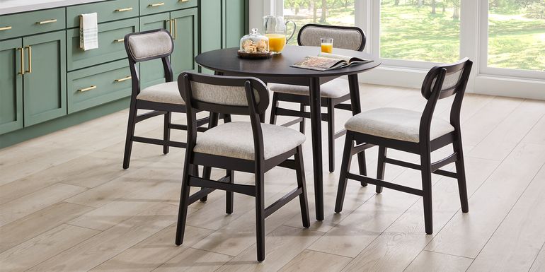 Watertown Black 5 Pc Round Dining Room with Upholstered Chairs