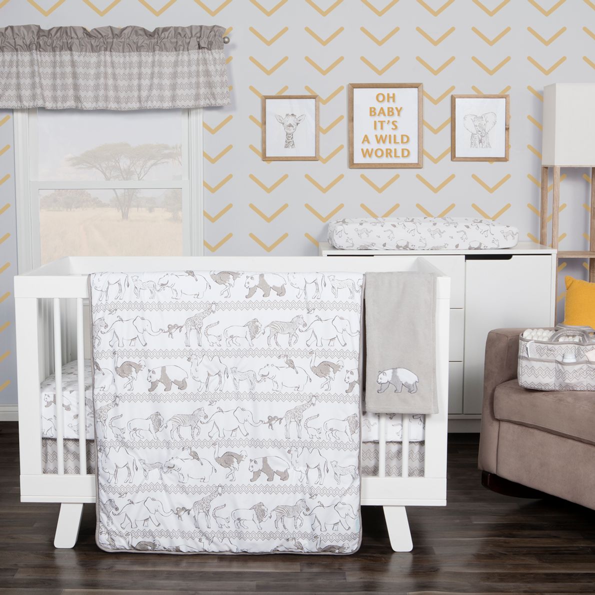 Waverly Congo Line Gray 5 Pc Baby Bedding Set Rooms To Go