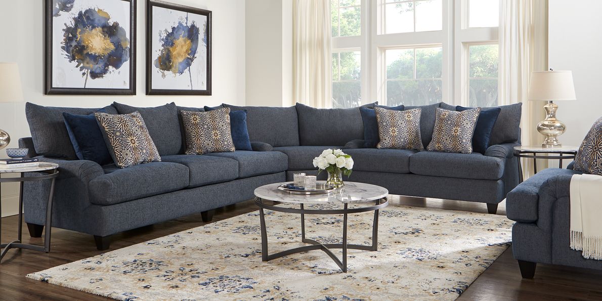 Rooms to go on sale navy blue sectional