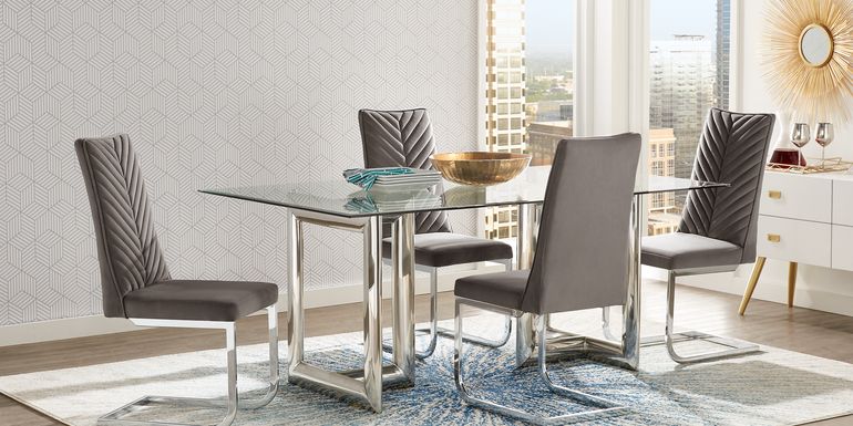 Waycroft Silver 7 Pc 78 in. Dining Room with Charcoal Chairs