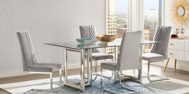 Waycroft Silver 7 Pc 78 in. Dining Room with Light Gray Chairs