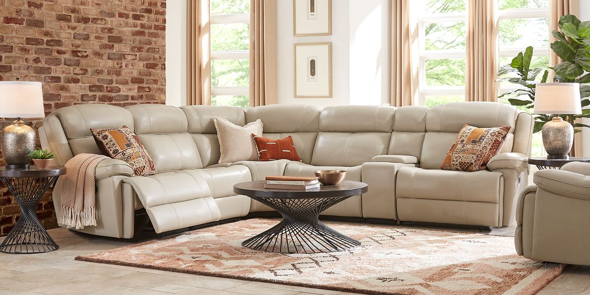 6 piece leather power deals reclining sectional