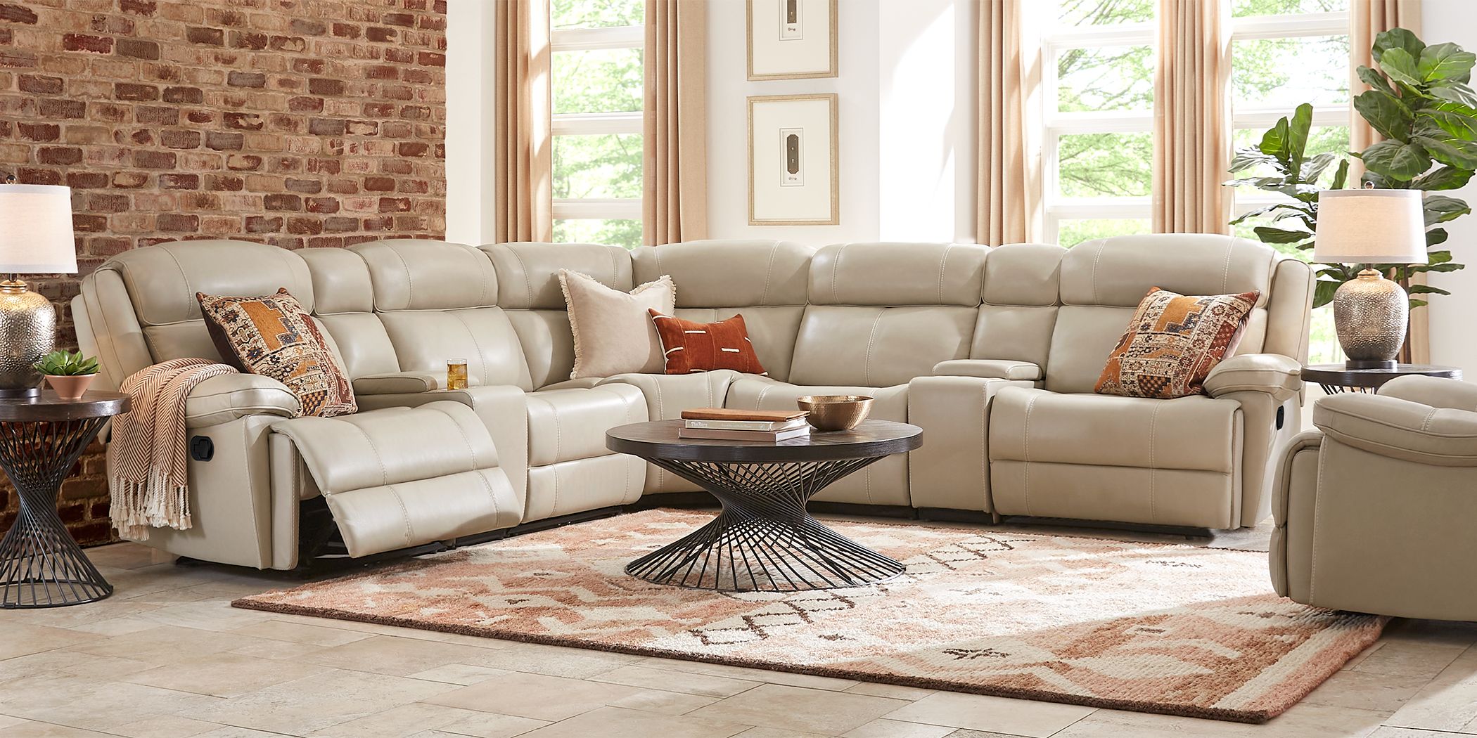 7 piece leather deals sectional