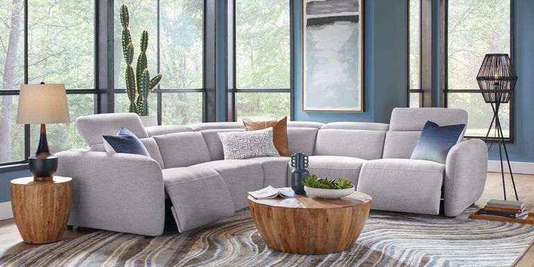 Westlake Light Gray 5 Pc Dual Power Reclining Sectional