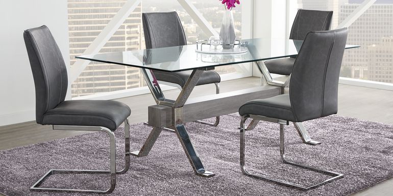Wyndhall Chrome 5 Pc Rectangle Dining Room