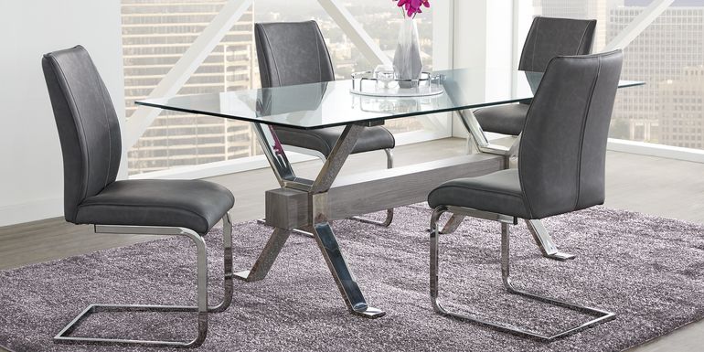 Wyndhall Chrome 7 Pc Rectangle Dining Set