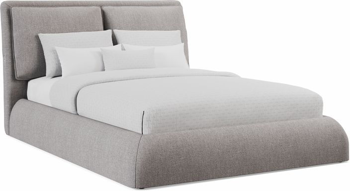 York Mills Gray 3 Pc Queen Upholstered Bed