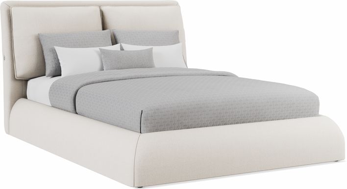 York Mills White 3 Pc Queen Upholstered Bed