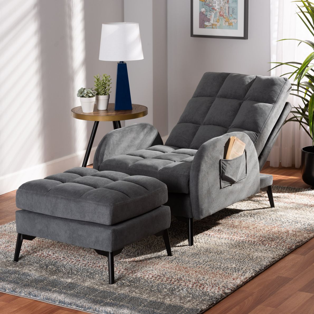 Gray accent deals chair with ottoman